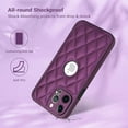thumbnail image 3 of Logo View Design Compatible with iPhone 12 Pro Max Phone Case Luxury Diamond Plaid PU Leather Vintage Slim Non-Slip Soft Grip Shockproof Anti-fall Heavy Duty Protective Case Cover,Deeppurple, 3 of 7
