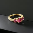 thumbnail image 3 of Gem Stone King 2.01 Ct Oval Pink Tourmaline 18K Yellow Gold Plated Silver Moissanite Ring (Size 9), 3 of 4