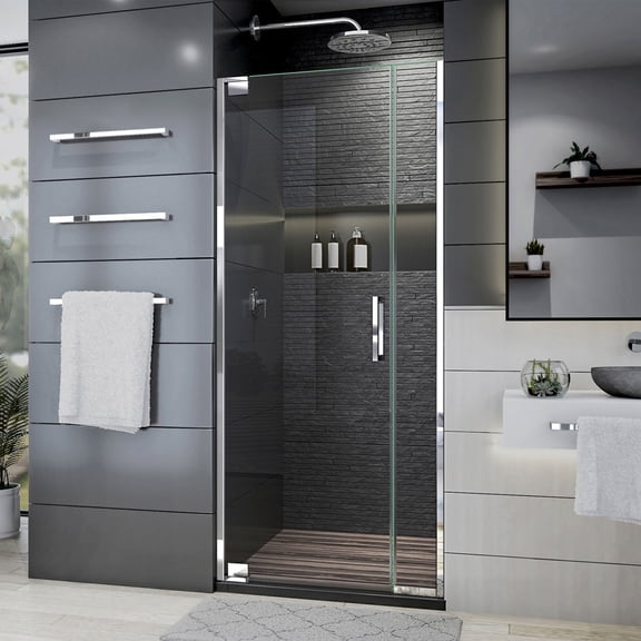 DreamLine Elegance Plus 34-34 3/4 in. W x 72 in. H Frameless Pivot Shower Door in Chrome