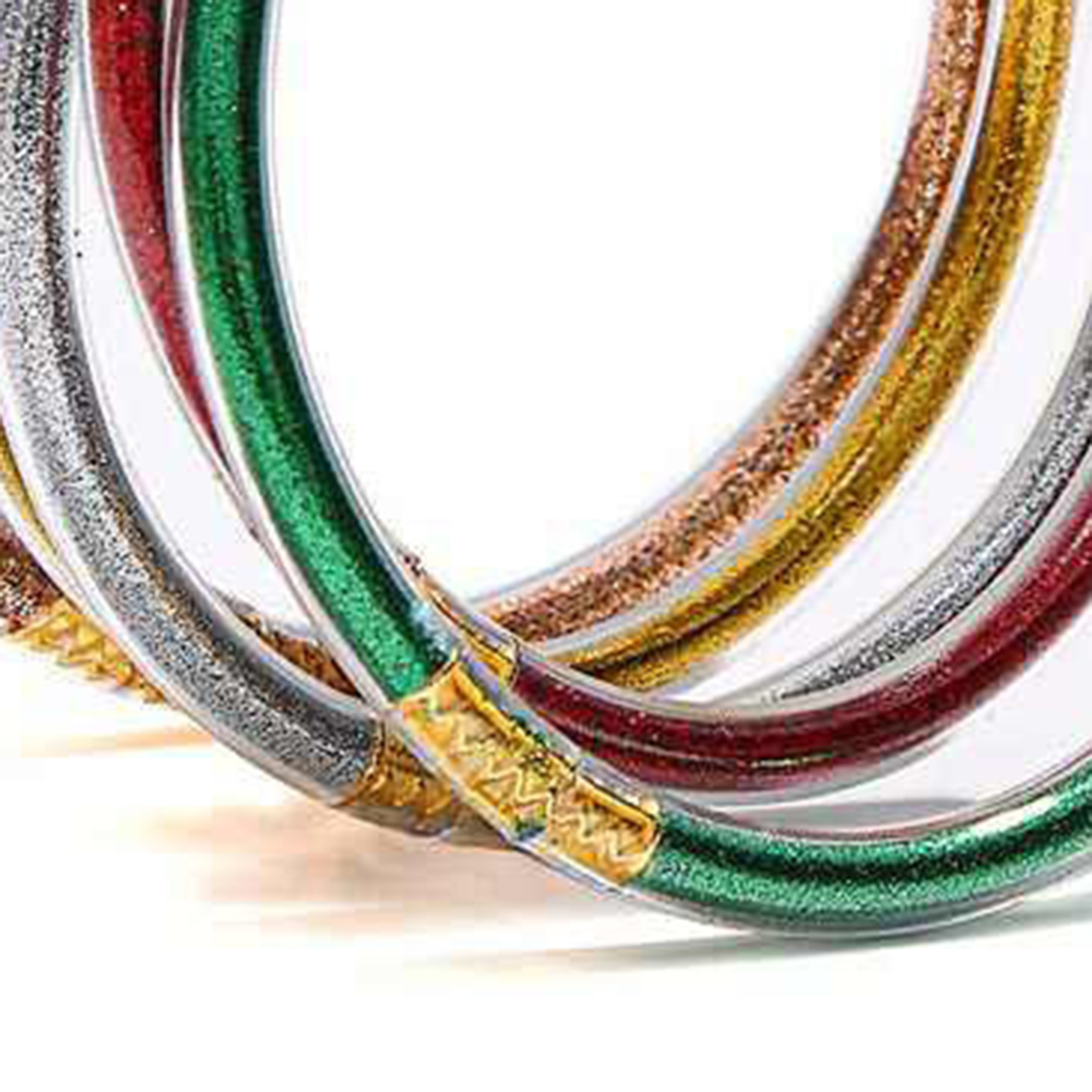 Glitter Jelly Bracelets Multilayer Christmas Bowknot - Colorful Silicone Bangles For Women Fashion Jelly Bracelets