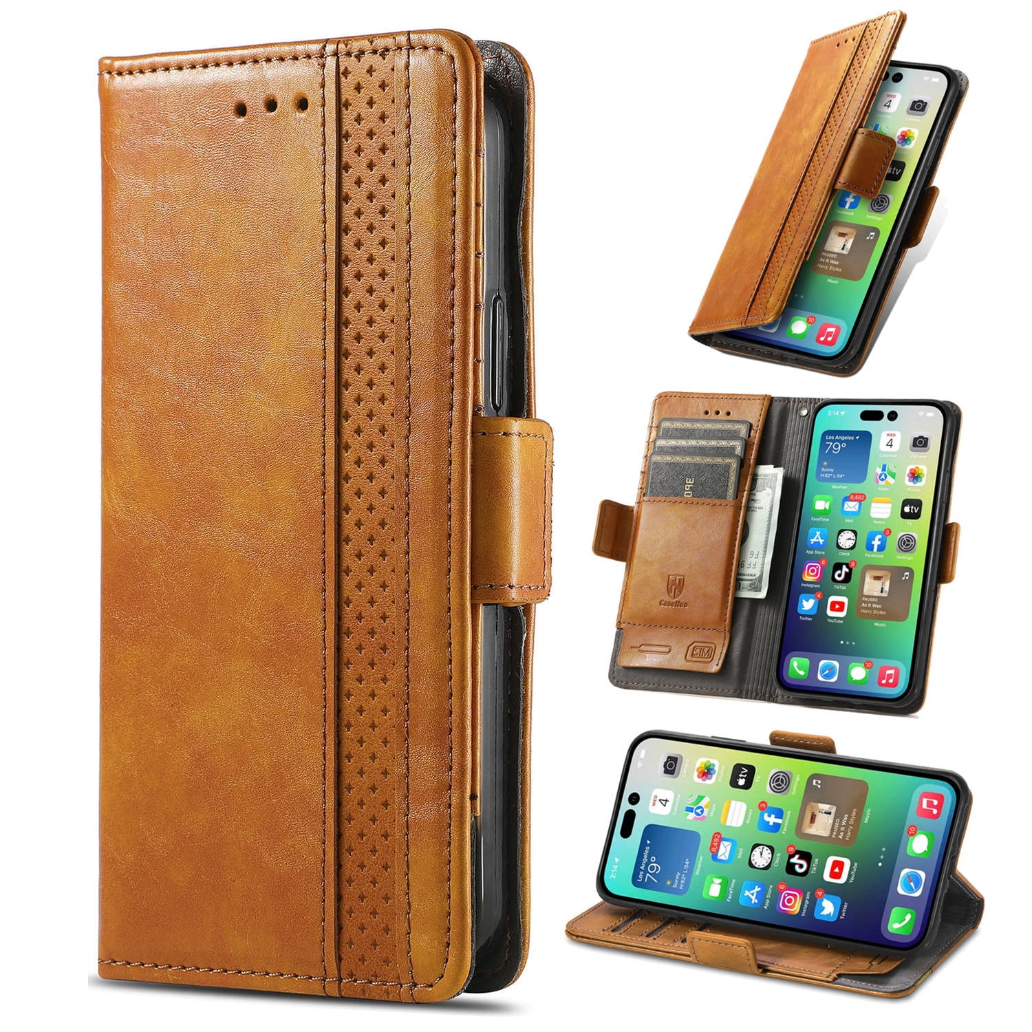 Leather Wallet Phone Case For Xiaomi Poco F6 Pro C55 C65 C50 F5 Pro M6 Pro Poco X5 Pro X4 M5 F4 F3 Quality Leather Phone Case With Card Holder Zipper