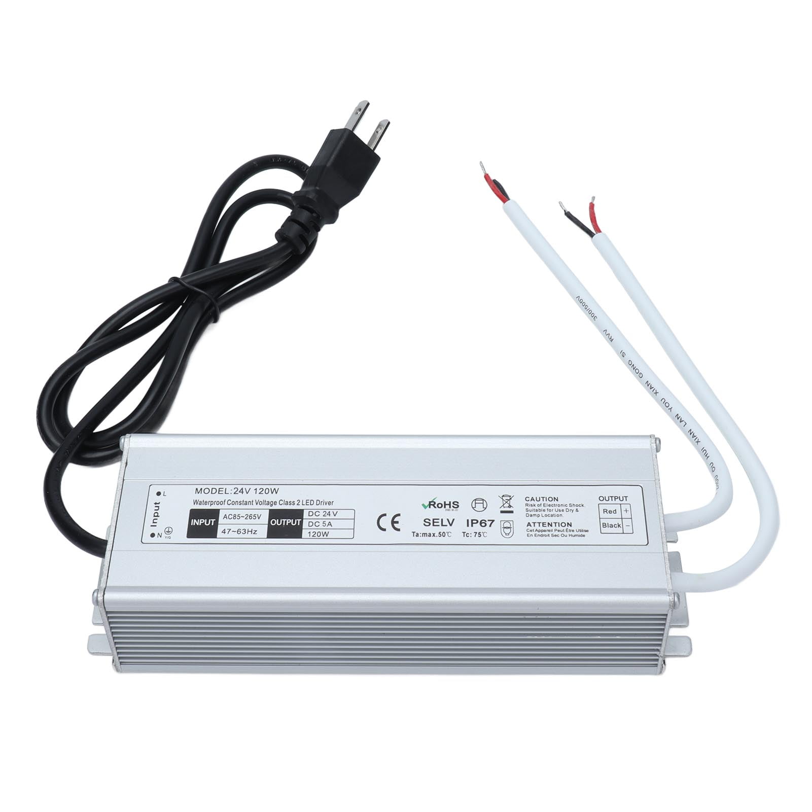 eskalere mammal form LED Power Supply, IP67 Waterproof 120W LED Driver For Computer Project For  Lights For Outdoor Use US Plug 24V 0-5A Output - Walmart.com