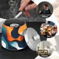 thumbnail image 4 of Yayeee Ashtray with Lid for Cigarette Smokeless Stainless Steel Home Ash Holder, Green Abstract Wavy, 4 of 7