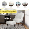 thumbnail image 5 of Fionafurn Accent Chairs with Ottoman,Vanity Guest Chair with Metal Legs,Lumbar Pillow,Cream White, 5 of 8