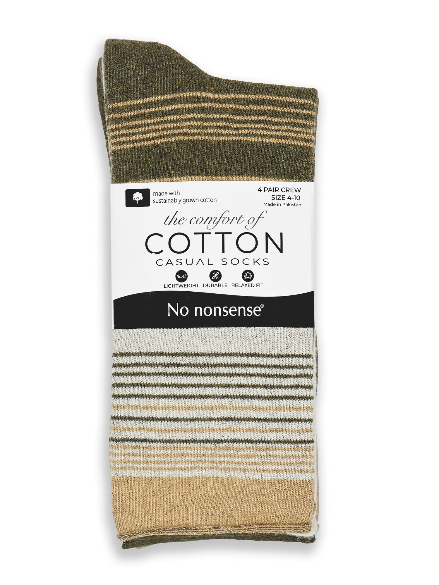 No Nonsense Women's Roll Top Crew Sock, 4 Pack