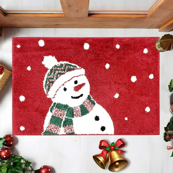 HongHeng Christmas Clearance Under $5.00 Christmas Bathroom Carpet Christmas Bathroom Mat Carpet Kitchen Carpet Cute Door Mat Outdoor Indoor Christmas Decoration 15.74x23.62 Inches