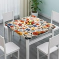 thumbnail image 3 of Floral Elastic Square Tablecloth, 34x34 Inch Fitted Table Cover with Waterproof Polyester for Indoor Outdoor Dining or Coffee Table, 3 of 6