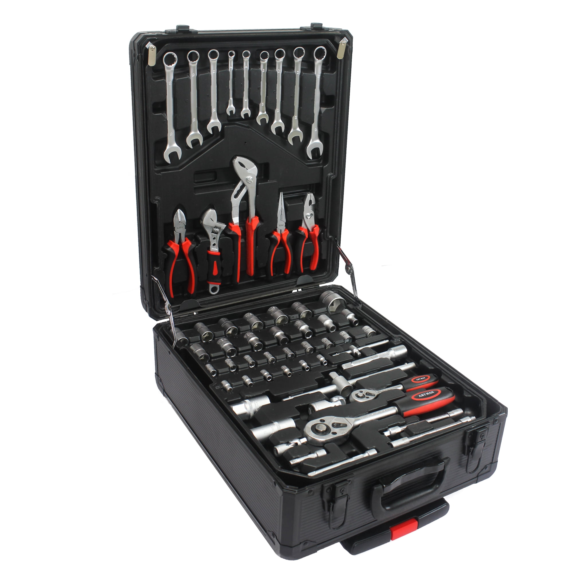 ARTMAN 899pcs Tool Set Box Tool Storage, Household Repair Hand Tool Kit, Mechanics Tool Kit with Trolley Case for Garage Workshop Warehouse