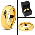 thumbnail image 4 of Tungsten Dog Hurdling Jumping Through Obstacles Band Ring 7mm Men Women Comfort Fit 18k Yellow Gold Dome Polished, 4 of 4