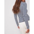 thumbnail image 3 of SUNSIOM T-Shirt Ajusté à Manches Longues Rayé pour Femmes Col Rond Hauts Printemps Décontracté Mode Urbaine, 3 of 6