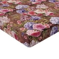 thumbnail image 4 of Ambesonne Floral Fitted Sheet, Lilac Rose and Magnolia Art, Full Size, Cinnamon Pink and Violet, 4 of 5