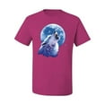 thumbnail image 2 of Wolf Howling at the Moon | Mens Animal Lover Graphic T-Shirt, Fuschia, Large, 2 of 3