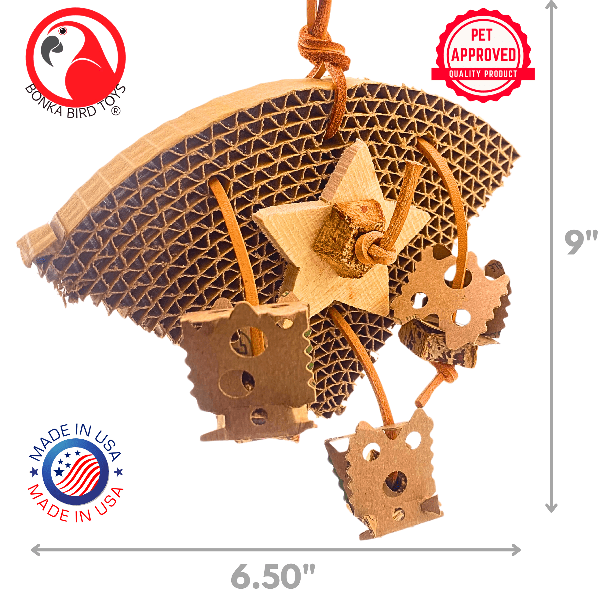 Bonka Bird Toys 1418 Natural Chomp Slice Chew Shred Parrot Cage Toy Conure Pet