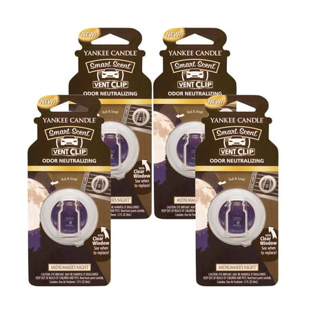 Yankee Candle Car Freshener Smart-Scent Vent Clips, 4-Pack (Midsummer's Night) C105