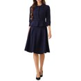 thumbnail image 2 of INSPIRE CHICBusiness Skirt Suit Sets for Women's 2 Piece Outfits Office 3/4 Sleeve Blazer Jacket Pleated Skirts L Dark Blue, 2 of 6