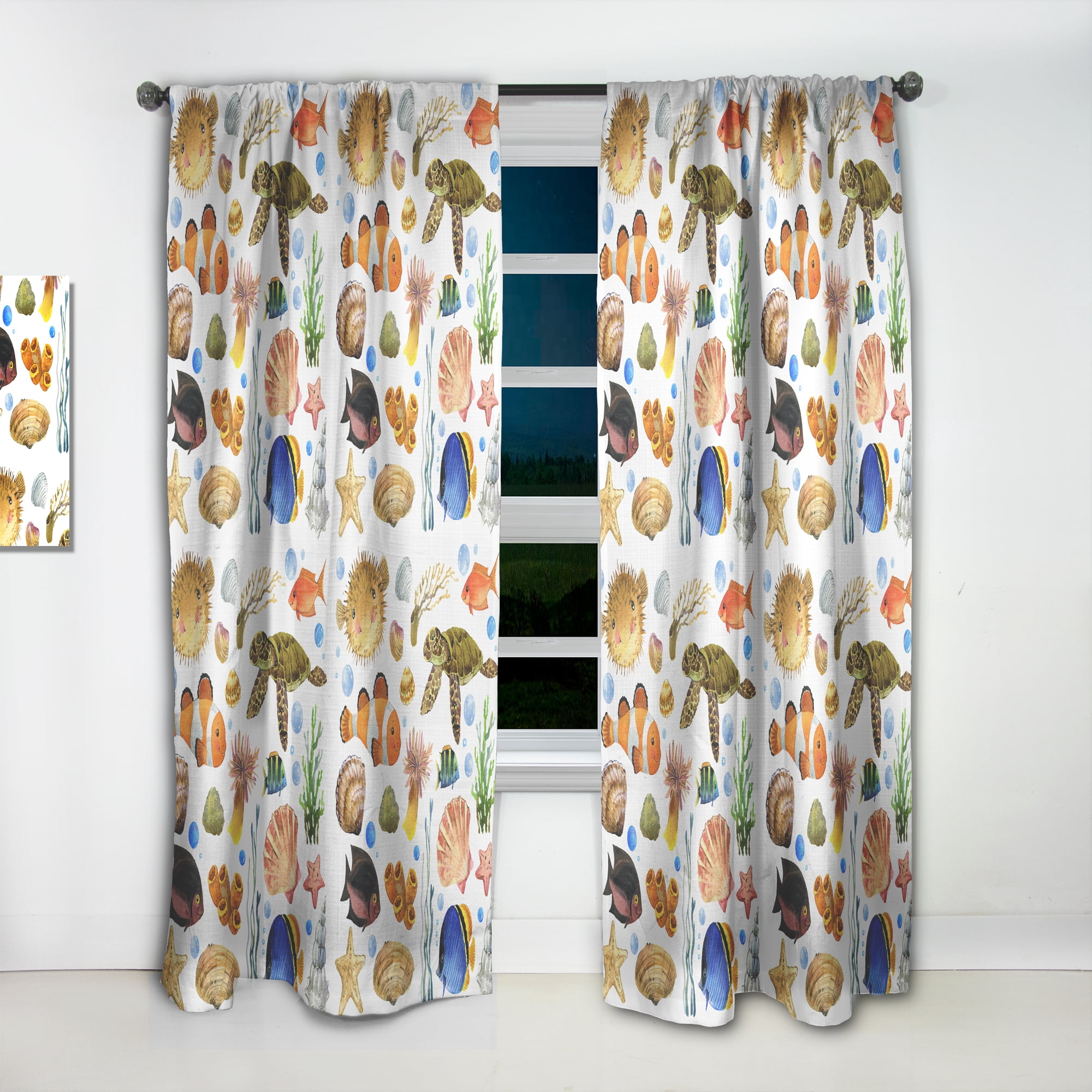 Designart 'Costal Life Form XII' Nautical & Coastal Curtain Panel