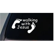 Walking With Jesus sticker religious car God Cross Christian Cute *C309*