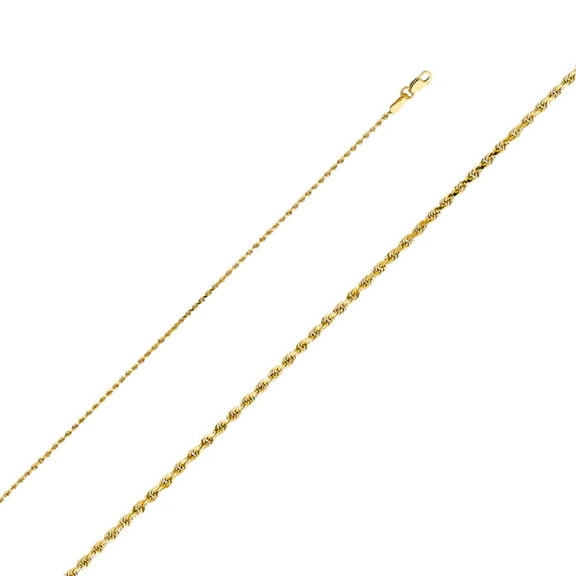 14K Solid Gold Diamond Cut Rope Chain 1.2 mm wide Lobster Lock 24'' Chain