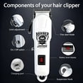 thumbnail image 4 of LARGNER 4-in-1 Professional Barber Hair Clippers for Men, Cordless Haircut & Grooming Kit with Zero-Gapped T-Blade, Foil Shaver & Nose Trimmer, LED Display, Gift for Him, White, 20-Piece, 4 of 12
