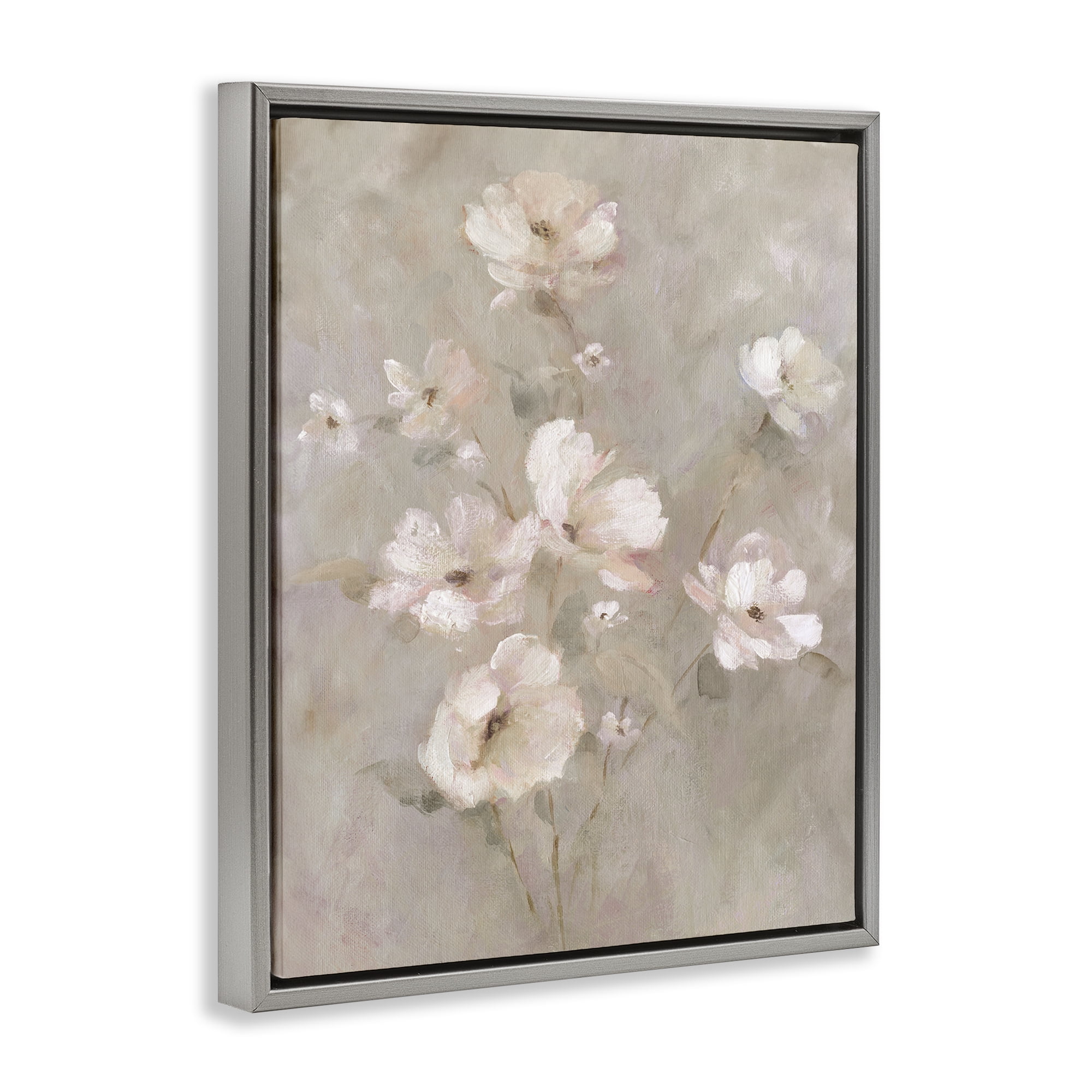 Stupell Industries Delicate Blush Floral Arrangement Gray Framed Floater Canvas Wall Art, design by Carol Robinson