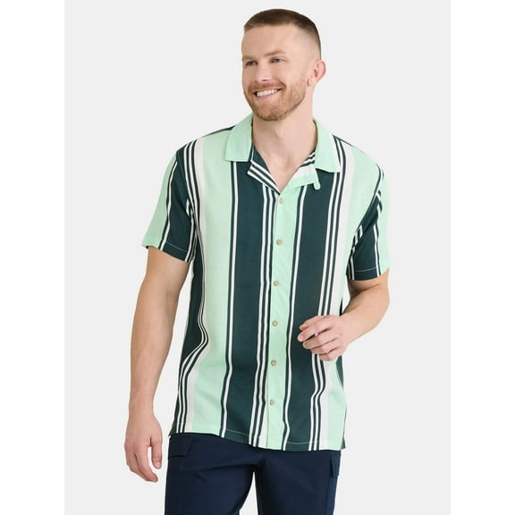 Fly By Night Men’s & Big Men’s Super Striped Button Up Shirt, Sizes S-3XL