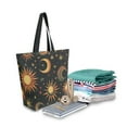 thumbnail image 2 of FORMRS Womens Canvas Tote Bag with Zipper Inner Pocket Shoulder Handbag, Sun Moon and Stars Pattern, 2 of 7