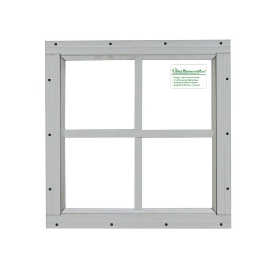 Shed Windows and More Safety Glass White Flush Aluminum Frame Window 12" x 12"