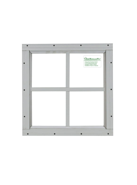 Shed Windows and More 12" x 12" Aluminum Frame Window Safety Glass White Flush Shed Window