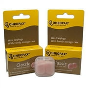 2 Pack of Ohropax Reusable Wax/cotton Ear Plugs (12 Pairs) with Clear Carrying Case