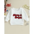 thumbnail image 2 of Liacowi Baby Boys Girls Christmas Outfits Infant Christmas Sweatshirts Long Sleeve Round Neck Letter Print Pullovers  3 6 12 18 24 Months Newborn Fall Loose Fit Tops, 2 of 8