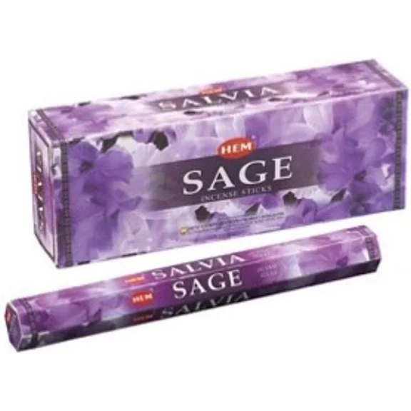 Sage - Box Of Six 20 Stick Hex Tubes - Hem Incense Hand Rolled In India