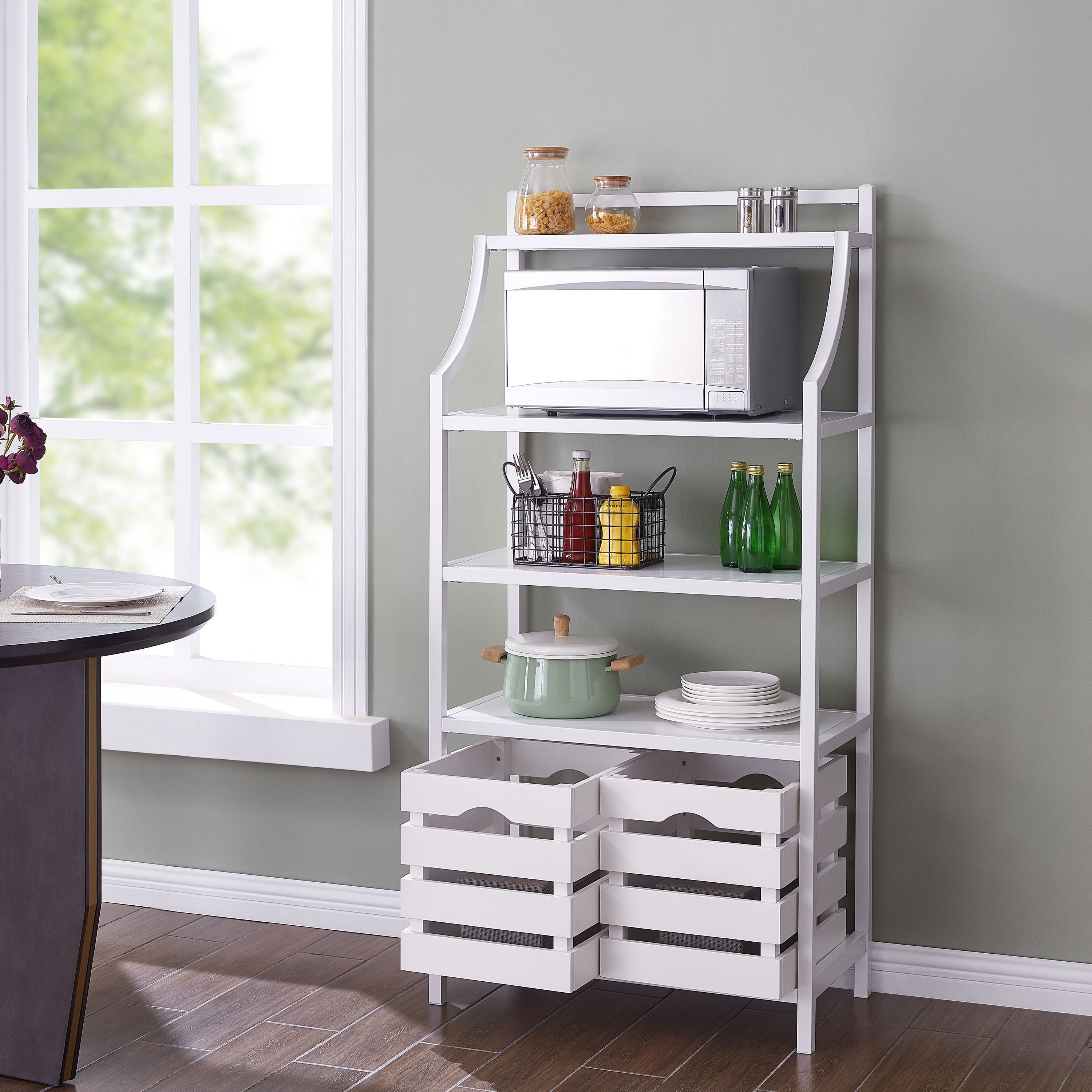 Socul White Bakers Rack w/ Storage, White - Walmart.com - Walmart.com