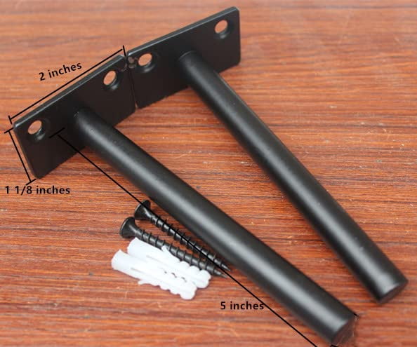 8 5" Black Solid Steel Floating Shelf Bracket Blind Supports - Brackets For Wood Shelves Concealed Support Screws And Wall Plugs Included