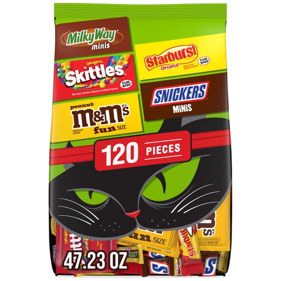 M&M's, Skittles & More Fun Size Halloween Candy Variety Pack - 120 Ct Bulk Bag
