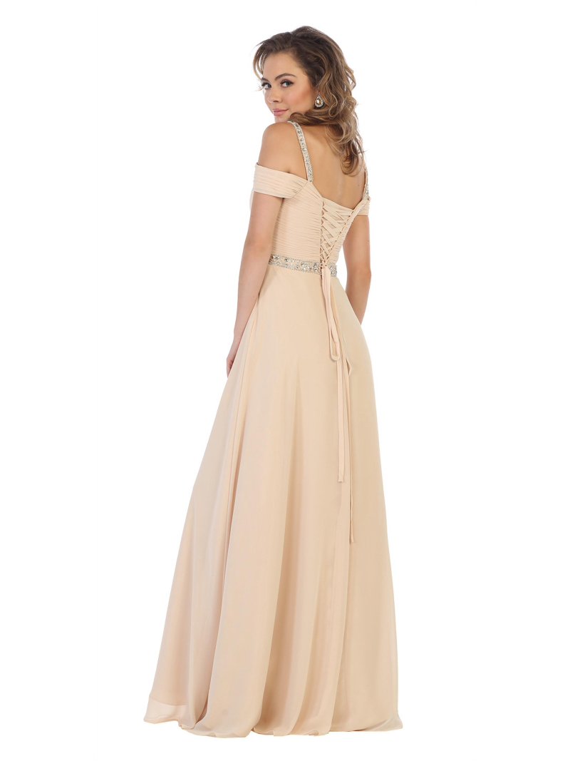 Womens Champagne Evening Formal Bridesmaids Long Off The Shoulder  Sleeveless A-Line Plus Size Dress - Walmart.com