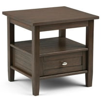 Simpli Home Warm Shaker Solid Wood 20 inch Wide Transitional End Table in Farmhouse Brown
