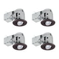 thumbnail image 1 of 3" LED IC Rated Swivel Round Trim Recessed Lighting Kit 4-Pack, Oil Rubbed Bronze, Easy Install Push-N-Click Clips, LED Bulbs Included, 3.25" Hole Size,90965, 1 of 3