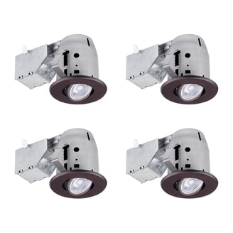 Globe Electric 4-Inch Recessed Lighting Kit – Swivel Round Trim, Push-N-Click Clips, Dimmable, IC Rated, White (90679)