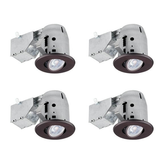 Globe Electric 3 in. Oil Rubbed Bronze Swivel Recessed Lighting Kit (4-Pack), 90964