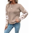 thumbnail image 4 of Women'S Floral Pattern Crewneck Long Sleeve Drop Shoulder Sweaters Pullover Tops S, 4 of 9