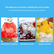 Manual Snow Cone Machine Hand-Crank Summer Household ABS Ice Slush Machine Household Shaved Ice Maker with Stainless Steel Blade