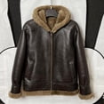 thumbnail image 3 of New Arrival Men's Winter Coat Genuine Sheepskin Shearling Coat Thick Warm Wool Liner with a Hood Outerware Brown Plus Oversized 58 60 62,48,Brown, 3 of 12
