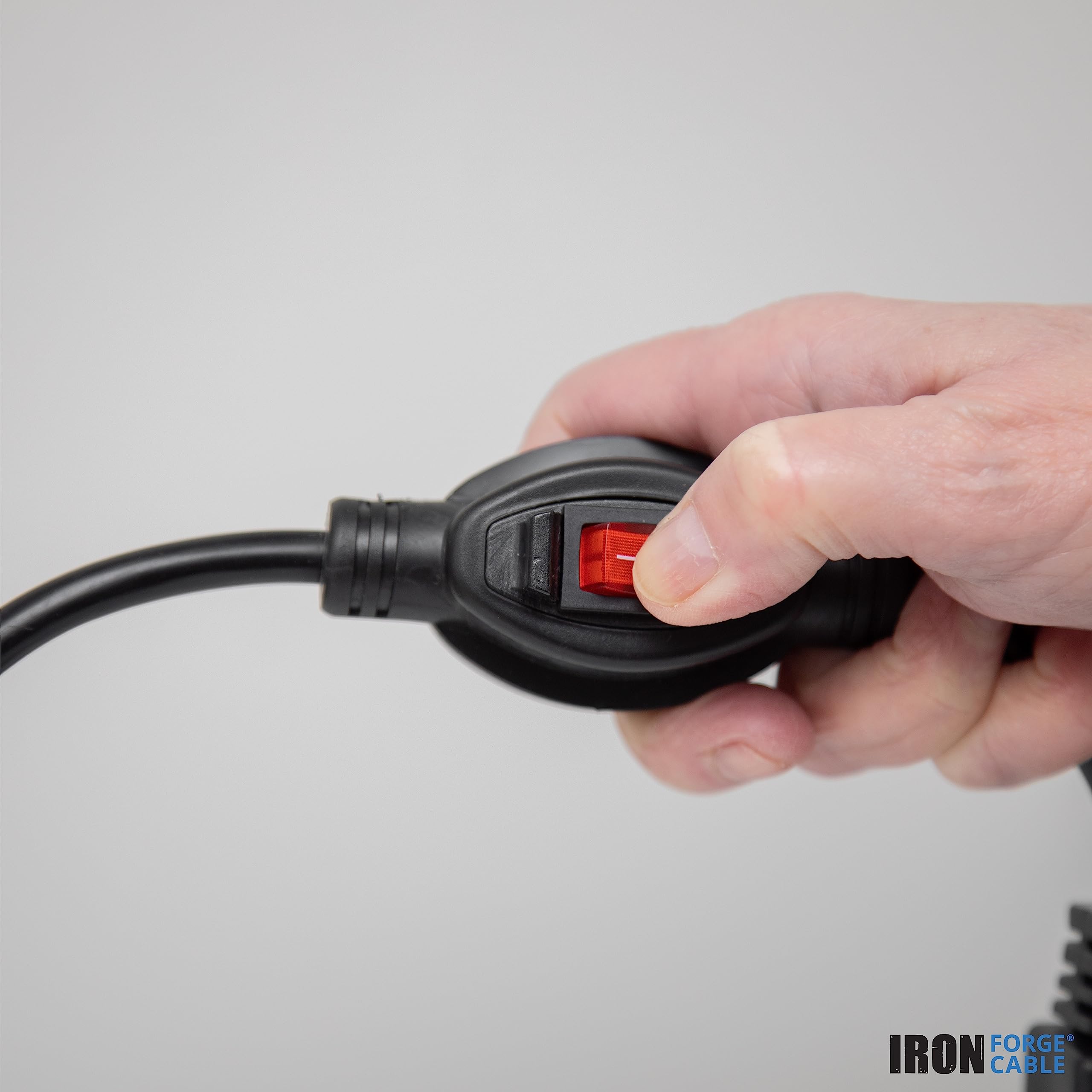 Iron Forge Cable 10 Ft Black Extension Cord with Inline Switch On/Off, 16/3 SJTW 3 Prong with in Line Switch On Off Power -10 AMP Cord - ETL Listed