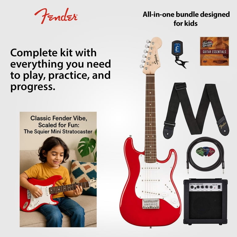Fender Squier 3/4-Size Kids Mini Strat Electric Guitar - Dakota