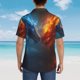 thumbnail image 4 of Fotbe Red And Blue Fire Dragon E Camisa Hawaiana para Hombre Unisex – Camisa Casual de Verano con Botones de Manga Corta de Algodón y Lino,Medium, 4 of 7