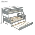 thumbnail image 4 of Euroco Wood Twin over Full Bunk Bed with Trundle for Kids Teens & Adults Bedroom, Gray, 4 of 14