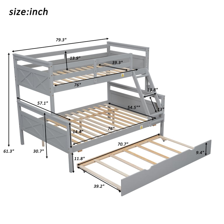 Typical Bunk Bed Dimensions Dimensions Of Triple Bunk Bed B63 | Triple