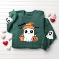 thumbnail image 7 of Womens Halloween Tops Cute Ghost Printed Crew Neck Long Sleeve Trendy Casual Loose Fall Pullover Top Army Green L, 7 of 7