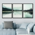 thumbnail image 3 of IDEA4WALL Framed Canvas Print Wall Art Set Teal Mountain Range Lake Forest Landscape Nature Photography Modern Art Rustic Scenic Relax/Calm for Living Room, Bedroom, Office - 16"x24"x3 Black, 3 of 5