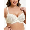 thumbnail image 3 of Wingslove Women's Plus Size Lace Bras Underwire Push Up Non-padded Sheer Mesh Bra Minimizer Support Bralette for Heavy Breasts,Ivory 44DD, 3 of 5